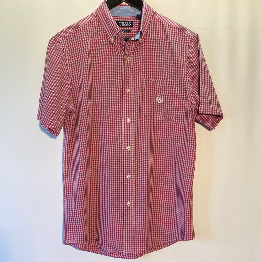 Chaps Men's Red Gingham Short-Sleeve Button-Down Shirt